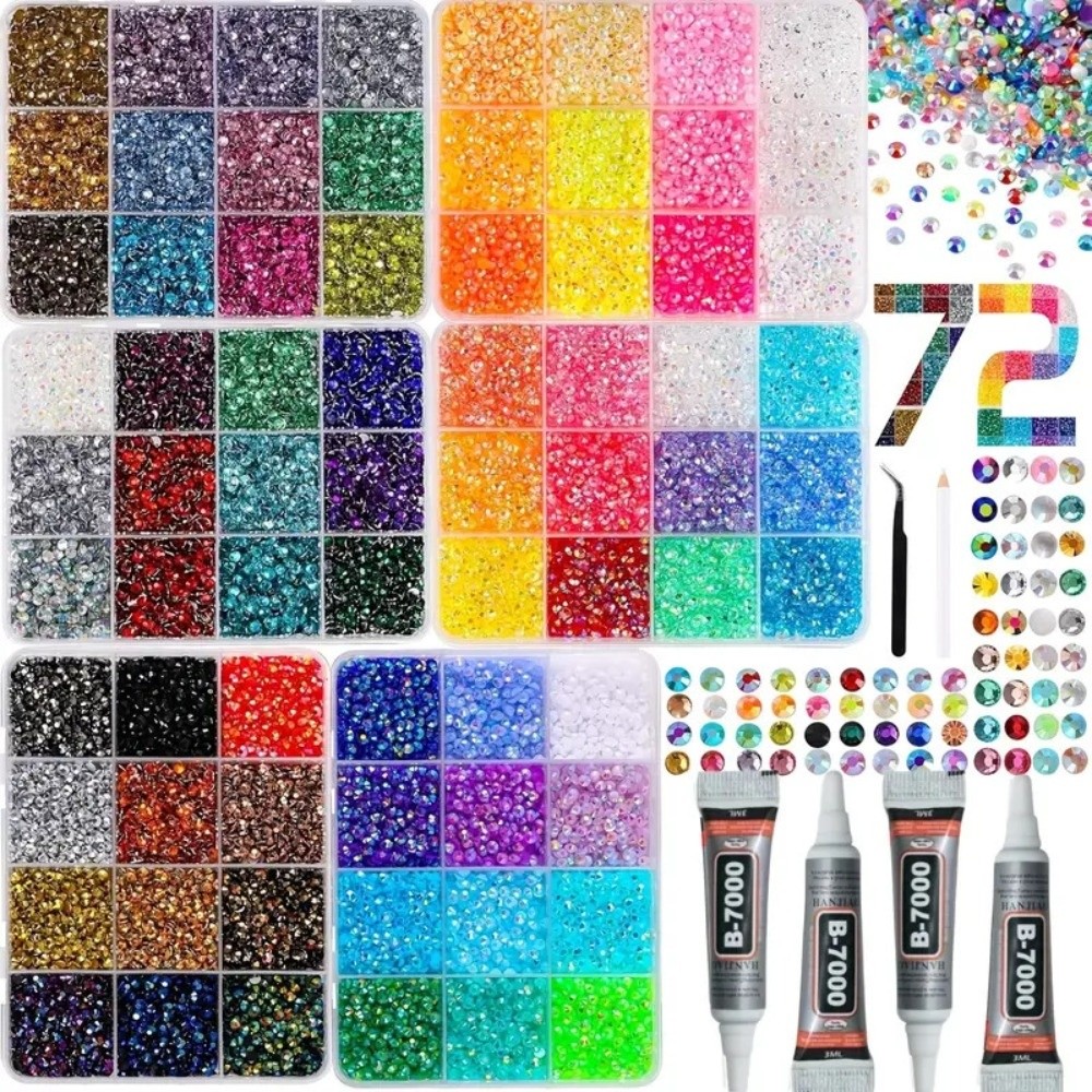 Rhinestone Nail Gem - Kit de strass en résine multicolore,