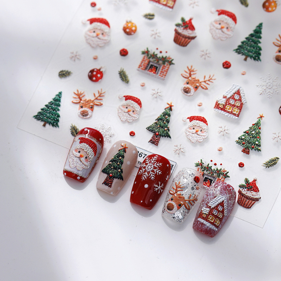 Nail Art Xmas Design - Autocollants pour ongles ours et pain